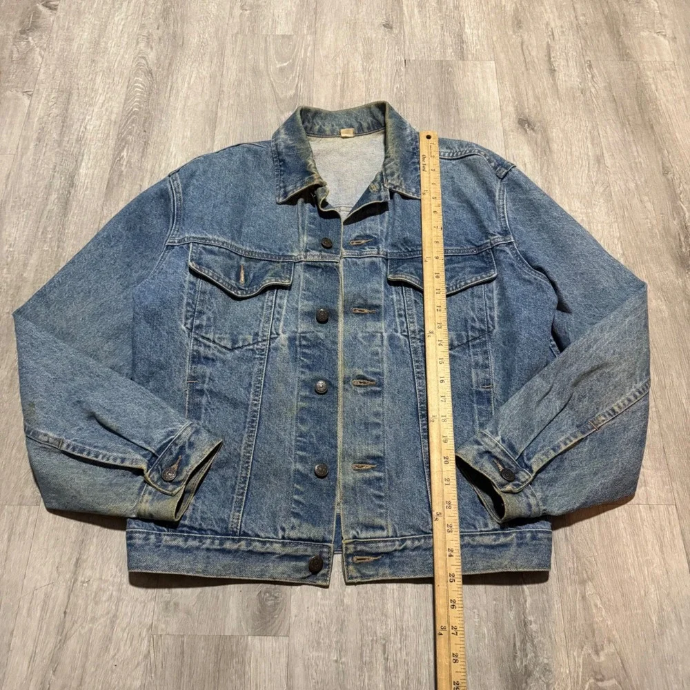 Vintage 80's Denim Trucker Jacket Medium Wash Blue TF 4448-7 Men Size large